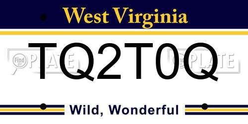 TQ2T0Q West Virginia License Plate