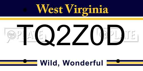 TQ2Z0D West Virginia License Plate