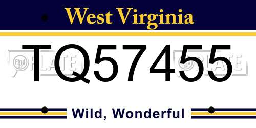TQ57455 West Virginia License Plate