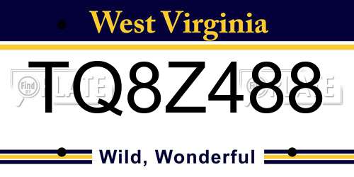 TQ8Z488 West Virginia License Plate