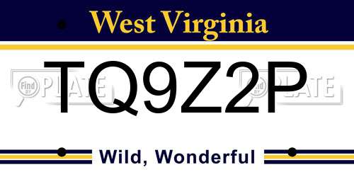 TQ9Z2P West Virginia License Plate