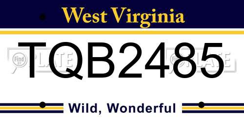 TQB2485 West Virginia License Plate