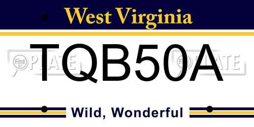TQB50A West Virginia License Plate