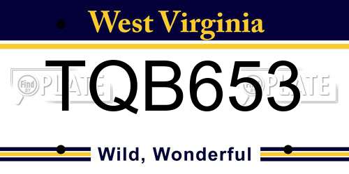 TQB653 West Virginia License Plate