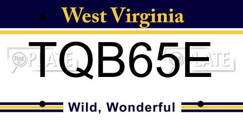 TQB65E West Virginia License Plate