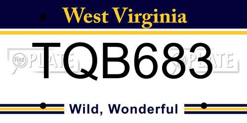 TQB683 West Virginia License Plate