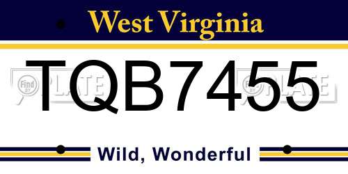 TQB7455 West Virginia License Plate