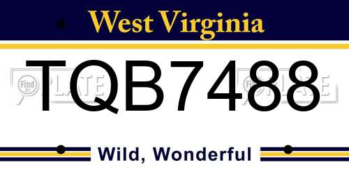 TQB7488 West Virginia License Plate