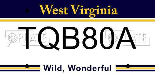 TQB80A West Virginia License Plate