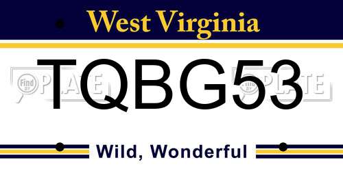 TQBG53 West Virginia License Plate