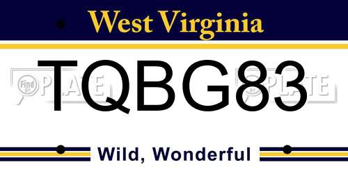 TQBG83 West Virginia License Plate