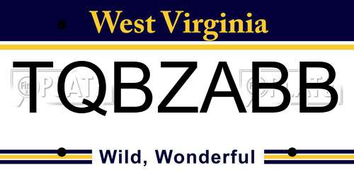 TQBZABB West Virginia License Plate