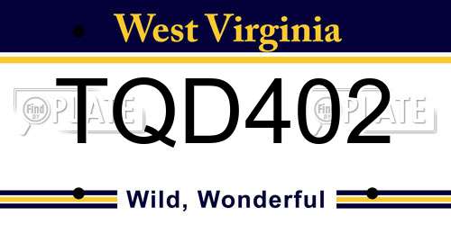 TQD402 West Virginia License Plate