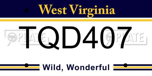 TQD407 West Virginia License Plate