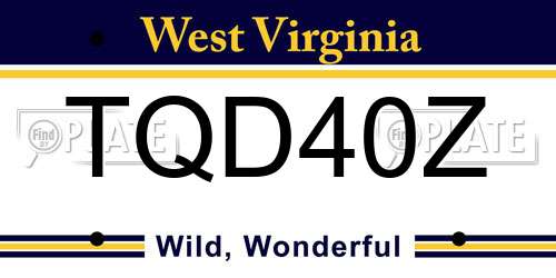 TQD40Z West Virginia License Plate