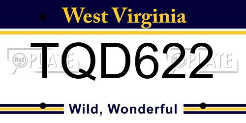 TQD622 West Virginia License Plate