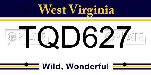 TQD627 West Virginia License Plate