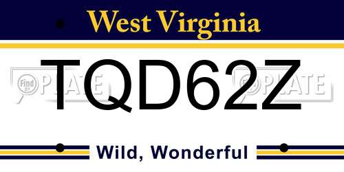 TQD62Z West Virginia License Plate