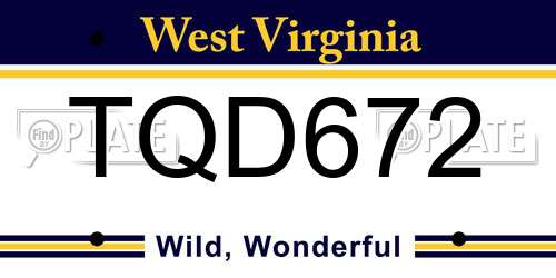 TQD672 West Virginia License Plate