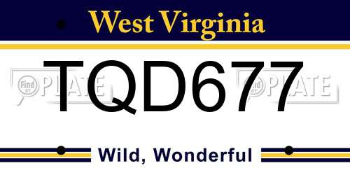 TQD677 West Virginia License Plate
