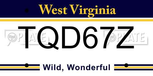 TQD67Z West Virginia License Plate