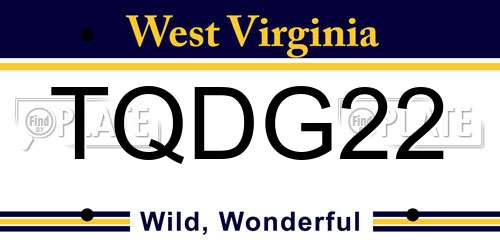 TQDG22 West Virginia License Plate