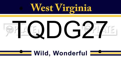 TQDG27 West Virginia License Plate