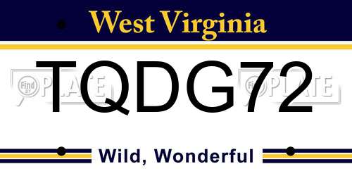 TQDG72 West Virginia License Plate