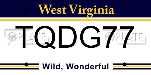 TQDG77 West Virginia License Plate