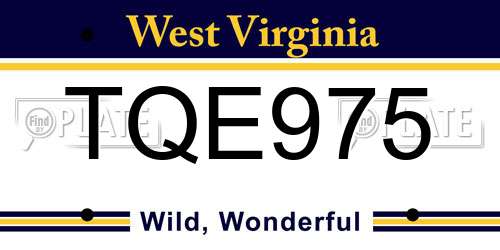 TQE975 West Virginia License Plate