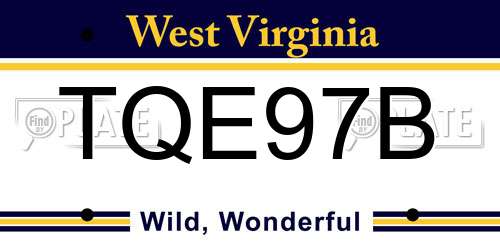TQE97B West Virginia License Plate