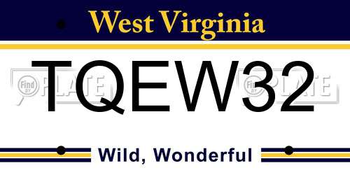 TQEW32 West Virginia License Plate