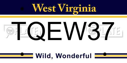 TQEW37 West Virginia License Plate