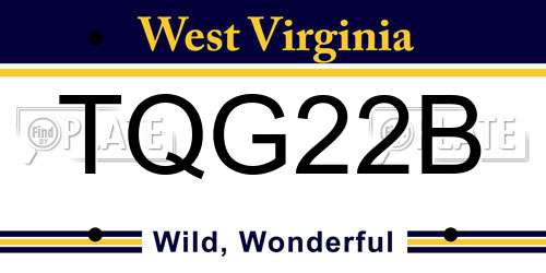 TQG22B West Virginia License Plate