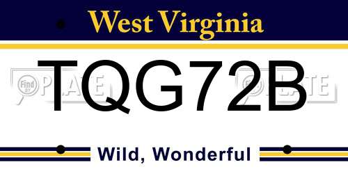 TQG72B West Virginia License Plate