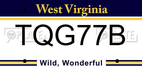TQG77B West Virginia License Plate