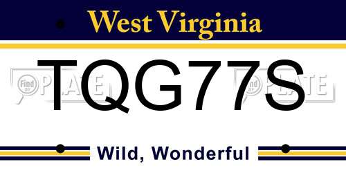 TQG77S West Virginia License Plate