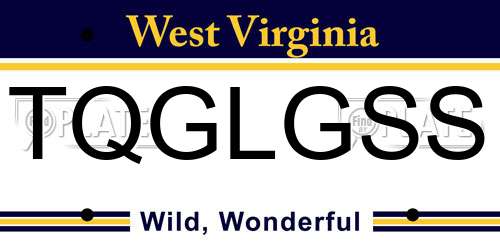 TQGLGSS West Virginia License Plate