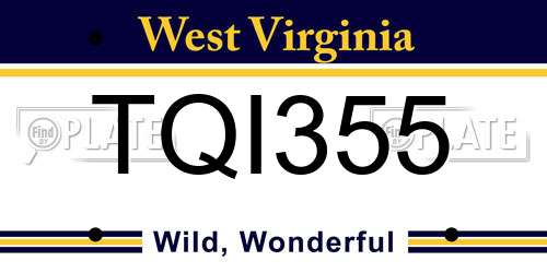 TQI355 West Virginia License Plate