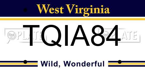 TQIA84 West Virginia License Plate