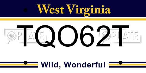 TQO62T West Virginia License Plate