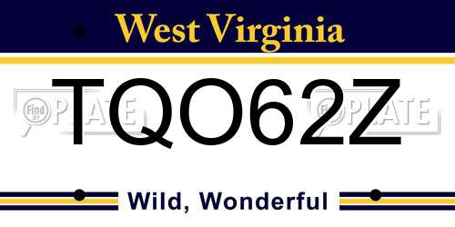 TQO62Z West Virginia License Plate