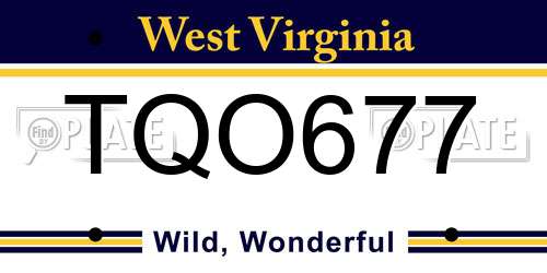 TQO677 West Virginia License Plate