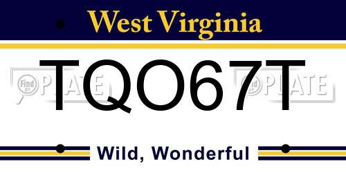 TQO67T West Virginia License Plate