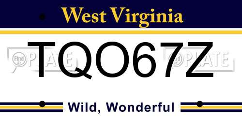TQO67Z West Virginia License Plate