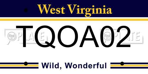 TQOA02 West Virginia License Plate
