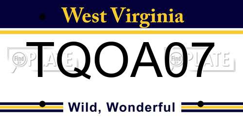 TQOA07 West Virginia License Plate