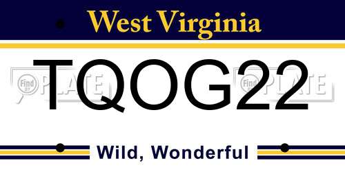 TQOG22 West Virginia License Plate