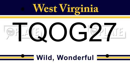 TQOG27 West Virginia License Plate