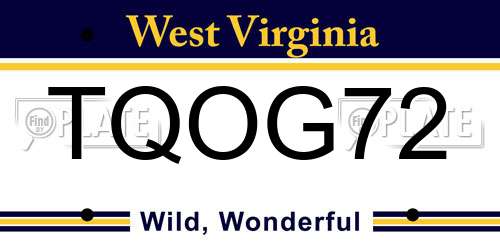 TQOG72 West Virginia License Plate